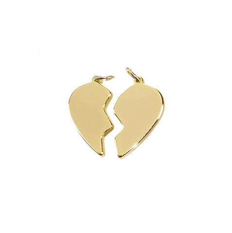 Best Friend Two Piece His And Hers Heart Charm,Gold Two Piece Heart Charm,Gift For Girlfriend Or Boyfriend,Valentine's Day Gift,CPG785
