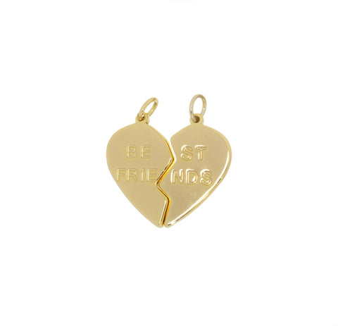 Best Friend Two Piece His And Hers Heart Charm,Gold Two Piece Heart Charm,Gift For Girlfriend Or Boyfriend,Valentine's Day Gift,CPG785