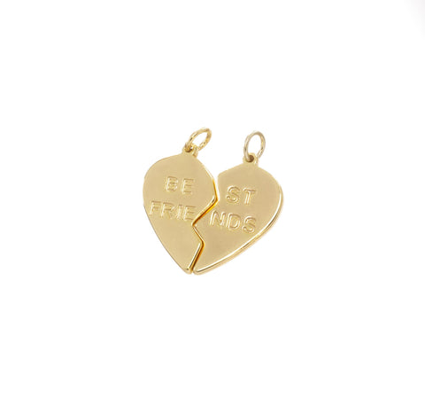 Best Friend Two Piece His And Hers Heart Charm,Gold Two Piece Heart Charm,Gift For Girlfriend Or Boyfriend,Valentine's Day Gift,CPG785