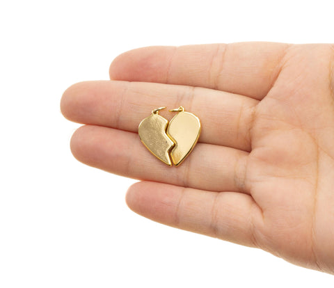Best Friend Two Piece His And Hers Heart Charm,Gold Two Piece Heart Charm,Gift For Girlfriend Or Boyfriend,Valentine's Day Gift,CPG785