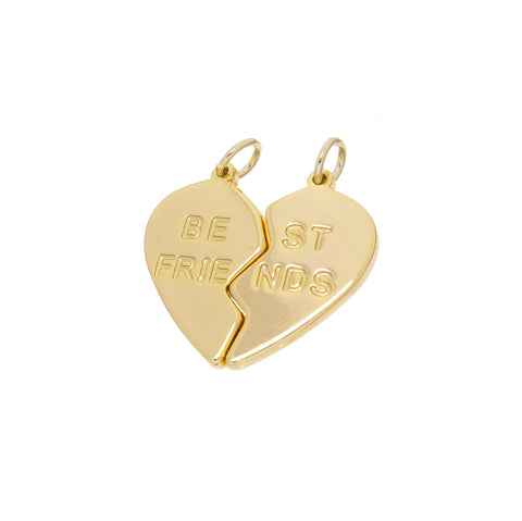 Best Friend Two Piece His And Hers Heart Charm,Gold Two Piece Heart Charm,Gift For Girlfriend Or Boyfriend,Valentine's Day Gift,CPG785