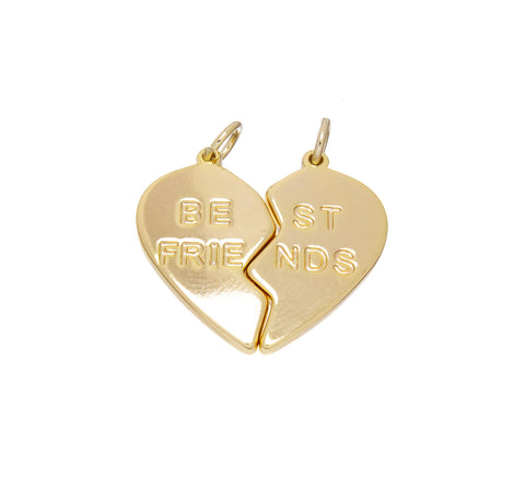 Best Friend Two Piece His And Hers Heart Charm,Gold Two Piece Heart Charm,Gift For Girlfriend Or Boyfriend,Valentine's Day Gift,CPG785