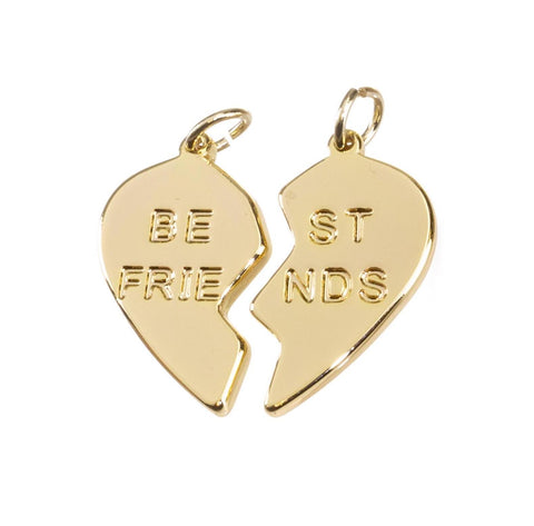 Best Friend Two Piece His And Hers Heart Charm,Gold Two Piece Heart Charm,Gift For Girlfriend Or Boyfriend,Valentine's Day Gift,CPG785