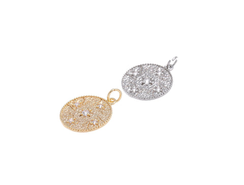 Gold or Silver Celestial Starry Pendant, Night Sky Pendant, Galaxy Charm, Dancing Star, 16.5mm, 5mm jumpring, Satellite Pendant, CPG-S1237