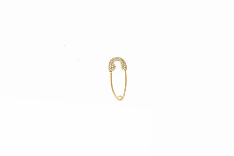 -18k Gold Safety Pin Clasp Gold Plated CZ Micro Pave Chain Link Connector for Necklace Charm Holder, CPG1400