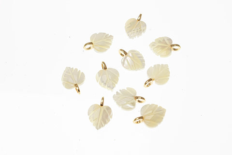 White Mother of Pearl Heart Shaped Leaf Charm, Tiny Minimal Shape, Jewelry Making Supplies, Simple Charm Connector charm CPG1399