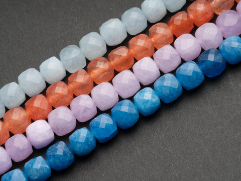 COLOR MIX Natural Dyed Jade Faceted beads, 12 colors total combo choices, Fun and Bright, Bold Colors, Dyed Jade Spacers, MC064-MC075