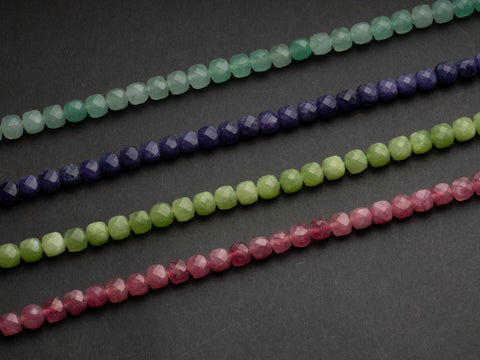 COLOR MIX Natural Dyed Jade Faceted beads, 12 colors total combo choices, Fun and Bright, Bold Colors, Dyed Jade Spacers, MC064-MC075