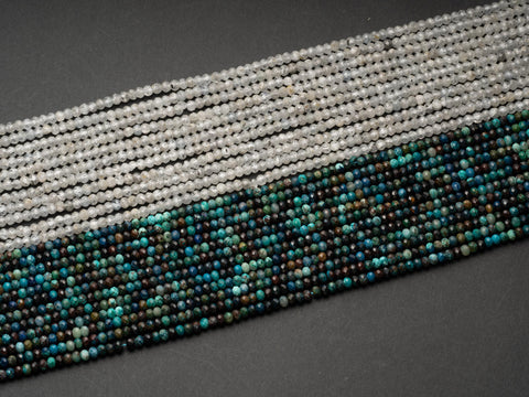 Faceted Natural Chrysocolla Beads 4mm x 2 mm, Blue Green Gemstone 15.5" Strand, OR AAA Faceted Zircon, MC098-MC099