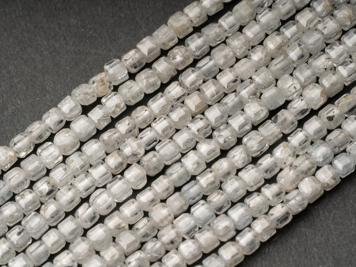 Natural AAA+ Grey Zircon Barrel Beads, Gemstone 2.5mm Micro Faceted Beads 15.5" Strand, Grey Zircon Semi Precious Gemstone Loose Beads MC046