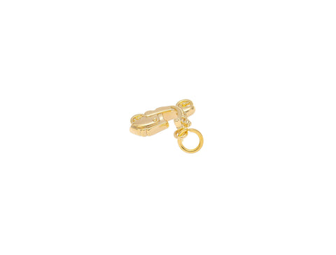 -18k Gold Moped Charm, Vespa Pendant, Motorbike Charm,  Gold Scooter Charm Double Sided CPG1236