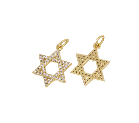 Star Of David Gold CZ Charm,Dainty Religious Star Of David Charm,Jewish Star Of David Charm,Star Of David Charm For Necklace, CPG792
