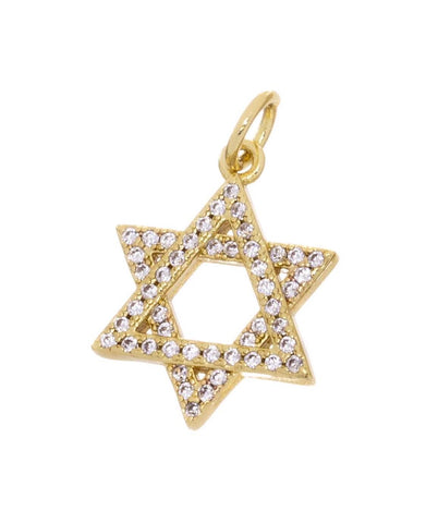 Star Of David Gold CZ Charm,Dainty Religious Star Of David Charm,Jewish Star Of David Charm,Star Of David Charm For Necklace, CPG792