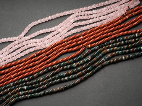 Multi Color Heishi Flat Disc, Natural Quartz, and Dyed Jade Beads or Spacers, RET01-RET012