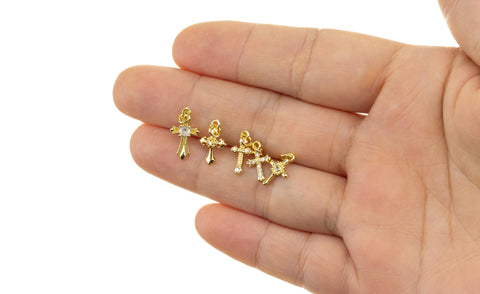 Mini Gold Cross Charms 5 Designs,Small CZ Cross Charms,Cross Charm For Jewelry Making, Necklace,Earrings,CPG1035-1036-1039-1040-1041