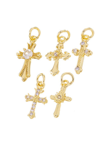 Mini Gold Cross Charms 5 Designs,Small CZ Cross Charms,Cross Charm For Jewelry Making, Necklace,Earrings,CPG1035-1036-1039-1040-1041