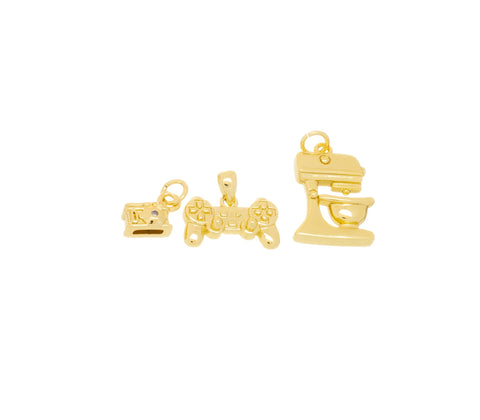 Gold Camera Joystick Controller And Mixer Charms,Tiny Camera Charm,Joystick Controller Charm,Dough Mixing Machine Charm,CPG794-2189-1564