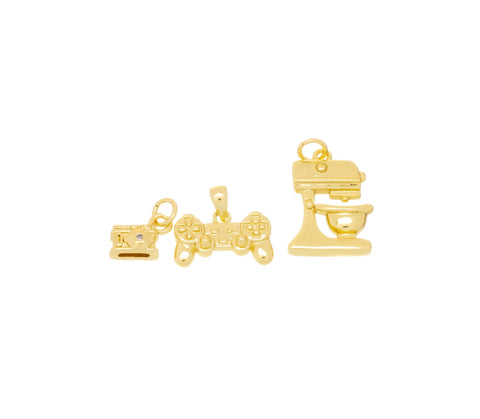 Gold Camera Joystick Controller And Mixer Charms,Tiny Camera Charm,Joystick Controller Charm,Dough Mixing Machine Charm,CPG794-2189-1564