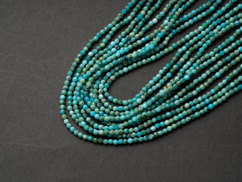 Natural AA Turquoise Round Sphere, Faceted Beads, 4mm or 2mm, Small Green Blue Gemstone Spacers, December Birthstone, FR150,FR151
