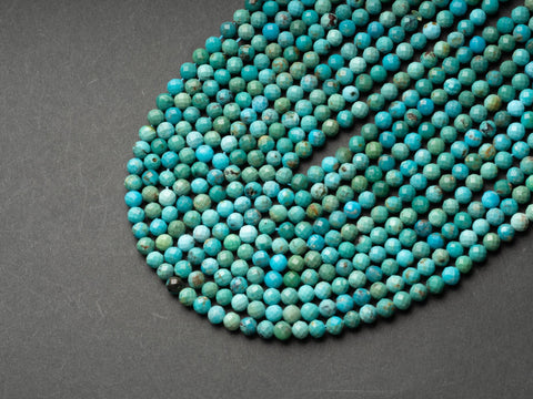Natural AA Turquoise Round Sphere, Faceted Beads, 4mm or 2mm, Small Green Blue Gemstone Spacers, December Birthstone, FR150,FR151