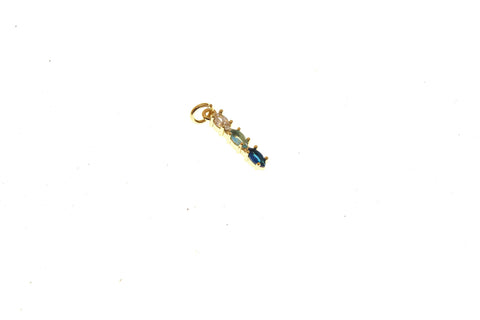 Multi Color 3 Stone CZ Pendant or Charm, Marquise Shape, CZ Green, Blue, Purple, or Pink, 14.5mm x 3.3mm, CPG1444