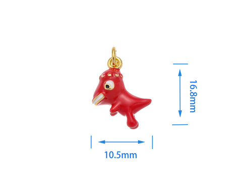 -18k Gold Cute red dinosaur, Charms for Boys, Dino, Dinosaur, CPG2165