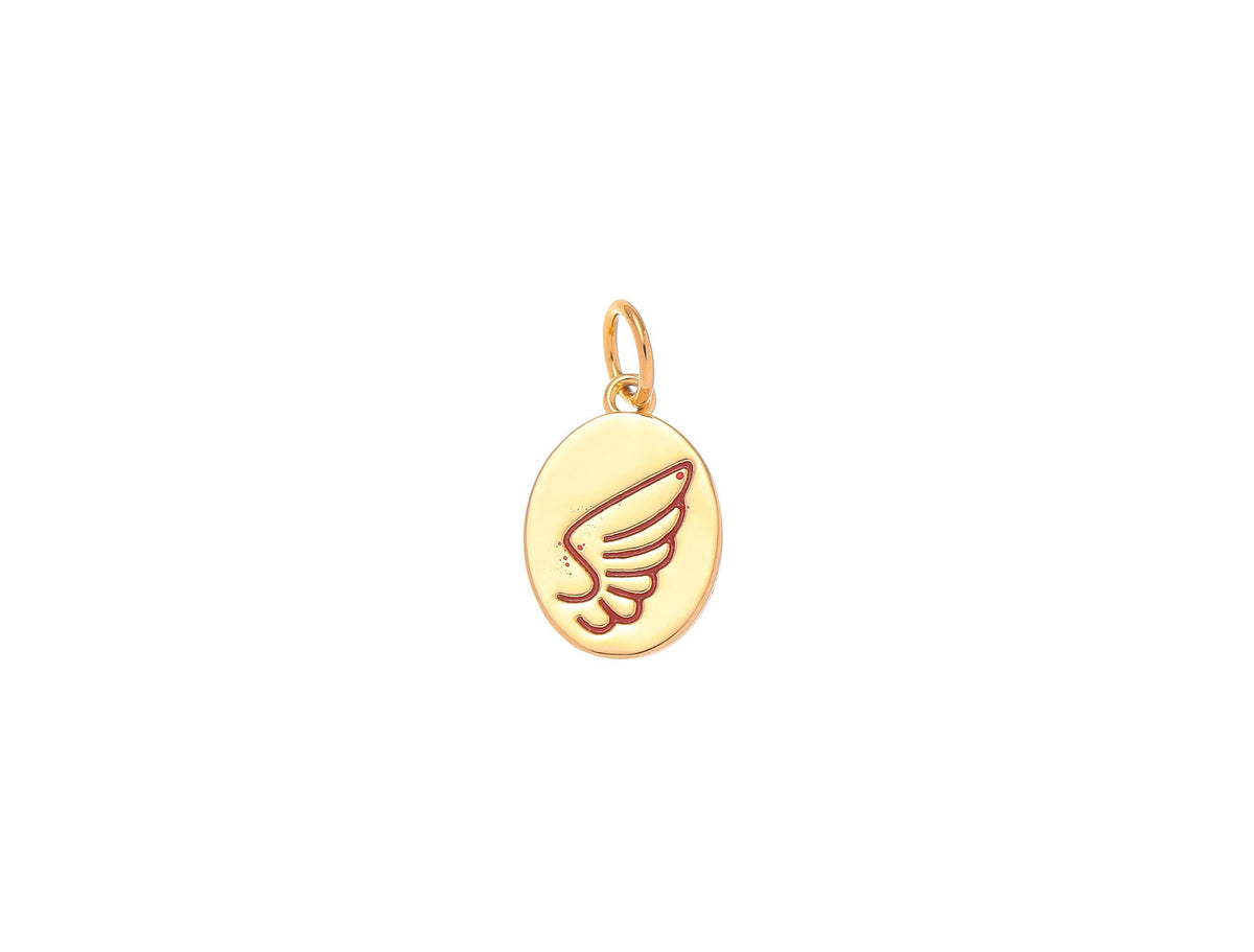 -18k Gold Angel Wing Charm, Remembrance charm, Gold Wings, Guardian Angel Wing Charm add on charm for Necklace Bracelet Earring, CPG2157