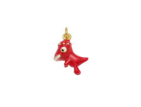 -18k Gold Cute red dinosaur, Charms for Boys, Dino, Dinosaur, CPG2165