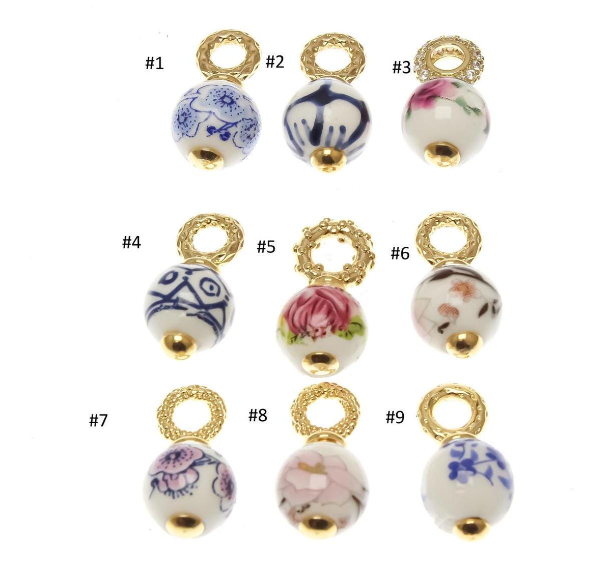 Chinese Porcelain Vase Inspired Charm or Pendant, Traditional vintage style Chinese white and blue porcelain good luck, CPG1570