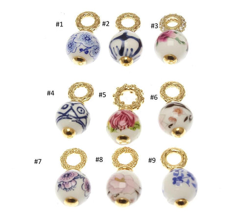 Chinese Porcelain Vase Inspired Charm or Pendant, Traditional vintage style Chinese white and blue porcelain good luck, CPG1570