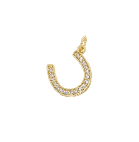 Dainty Gold Horseshoe CZ Charm,Minimalist Small Horseshoe Charm,Timeless CZ Mini Horseshoe Charm For Jewelry Making,CPG1640