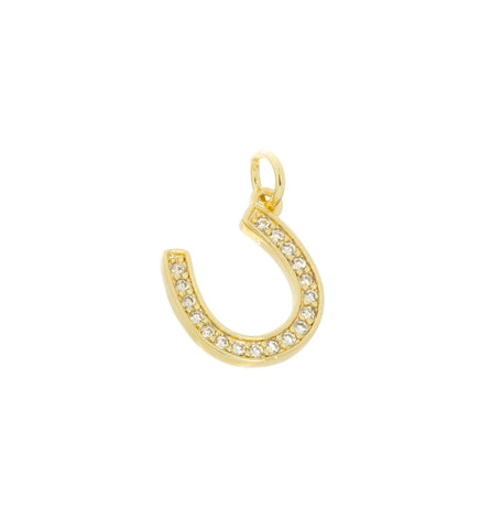 Dainty Gold Horseshoe CZ Charm,Minimalist Small Horseshoe Charm,Timeless CZ Mini Horseshoe Charm For Jewelry Making,CPG1640