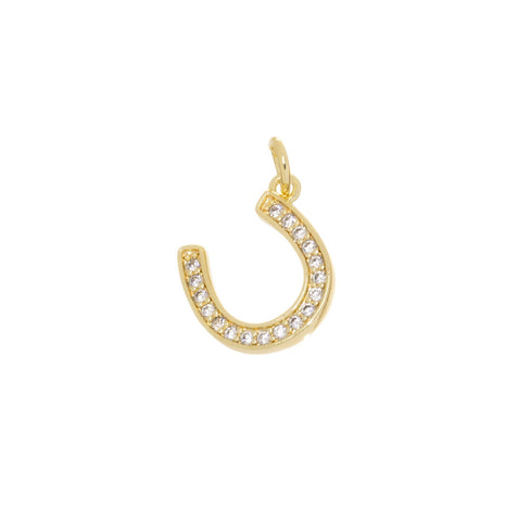 Dainty Gold Horseshoe CZ Charm,Minimalist Small Horseshoe Charm,Timeless CZ Mini Horseshoe Charm For Jewelry Making,CPG1640