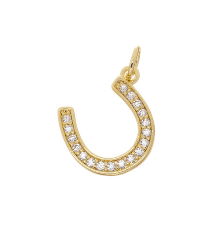 Dainty Gold Horseshoe CZ Charm,Minimalist Small Horseshoe Charm,Timeless CZ Mini Horseshoe Charm For Jewelry Making,CPG1640