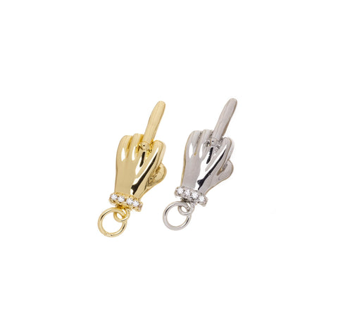 Flipping The Bird Charm,Gold And SIlver Fcuk You Sign Hand Charm,Bachelorette Party gift,Middle Finger Charm,WHOLESALE CPG-CPS1593