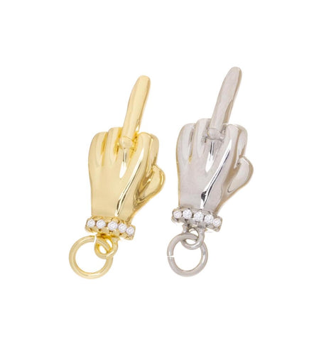 Flipping The Bird Charm,Gold And SIlver Fcuk You Sign Hand Charm,Bachelorette Party gift,Middle Finger Charm,WHOLESALE CPG-CPS1593