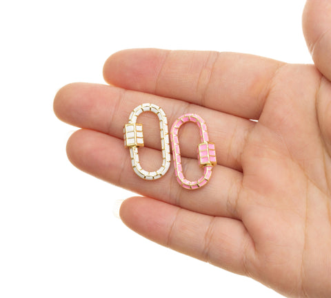 Gold Carabiner Clasp With Enamel Finish,Screw In Clasp,Large Carabiner Screw Clasp, 1pc,5pcs And 10pcs WHOLESALE