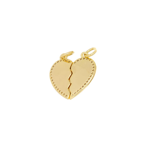 Best Friend Two Piece His And Hers Heart CZ Charm,Gold Two Piece Heart Charm,Gift For Girlfriend Or Boyfriend,Valentine's Day Gift,CPG784