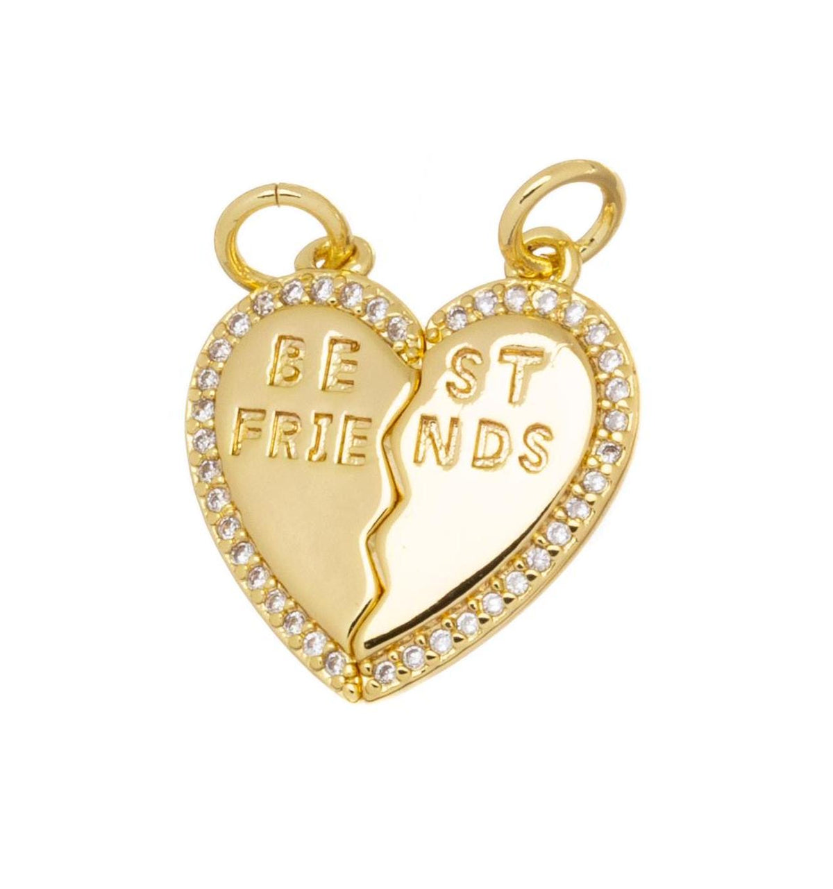 Best Friend Two Piece His And Hers Heart CZ Charm,Gold Two Piece Heart Charm,Gift For Girlfriend Or Boyfriend,Valentine's Day Gift,CPG784