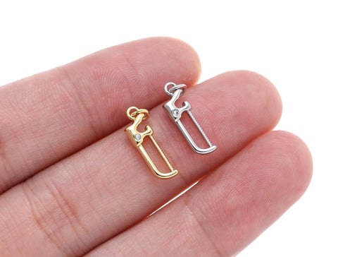 Gold And Silver Hacksaw Charm With CZ,Permanent Jewelry Making Hacksaw Charm In Gold And Silver,Hacksaw Charm For Jewelry Making,CPG-CPS1459