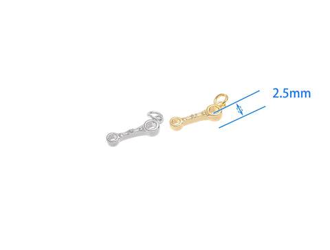 Gold And Silver Box End Wrench Charm With CZ,Permanent Jewelry Making Wrench Charm,Box End Wrench Charm For Jewelry Making,CPG-CPS1463