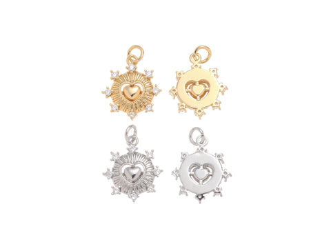 Gold And Silver Heart Charm,CZ Heart Charm,Heart Charm For Jewelry Making,Dainty Heart Charm For Necklace And Earrings CPG-CPS1485