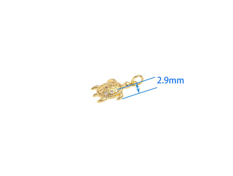 Gold And Silver Sea Turtle Charm With CZ,CZ Turtle Charm,Turtle Charm For Jewelry Making,Dainty Reef Animal Charm,CPG-CPS1546