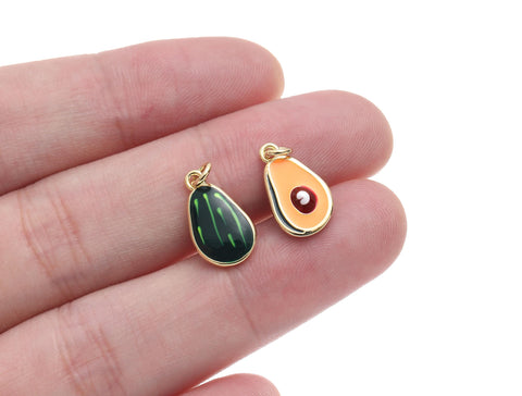 -Avocado Gold Dainty Charm,Gold Avocado Charm For Jewelry Making,Small Fruit Charm,Avocado Enamel Charm For Jewelry Necklace,Bracelet,CPG1548