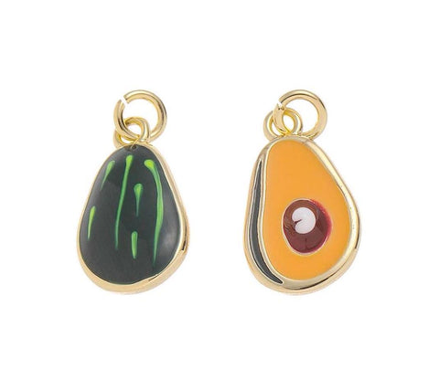 -Avocado Gold Dainty Charm,Gold Avocado Charm For Jewelry Making,Small Fruit Charm,Avocado Enamel Charm For Jewelry Necklace,Bracelet,CPG1548