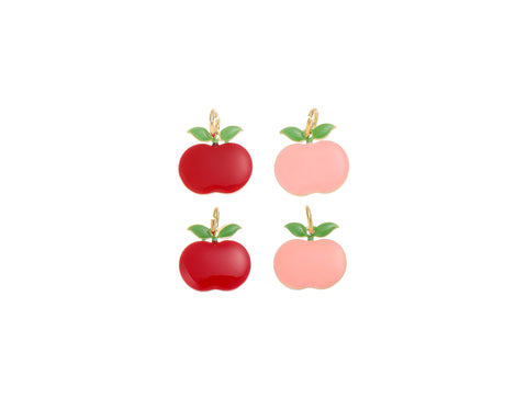 Red Apple or Pink Peach Charm, gifts for Teachers, Fruit lover, Georgia Peach Vegan, CPG1238