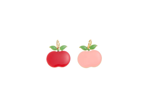 Red Apple or Pink Peach Charm, gifts for Teachers, Fruit lover, Georgia Peach Vegan, CPG1238