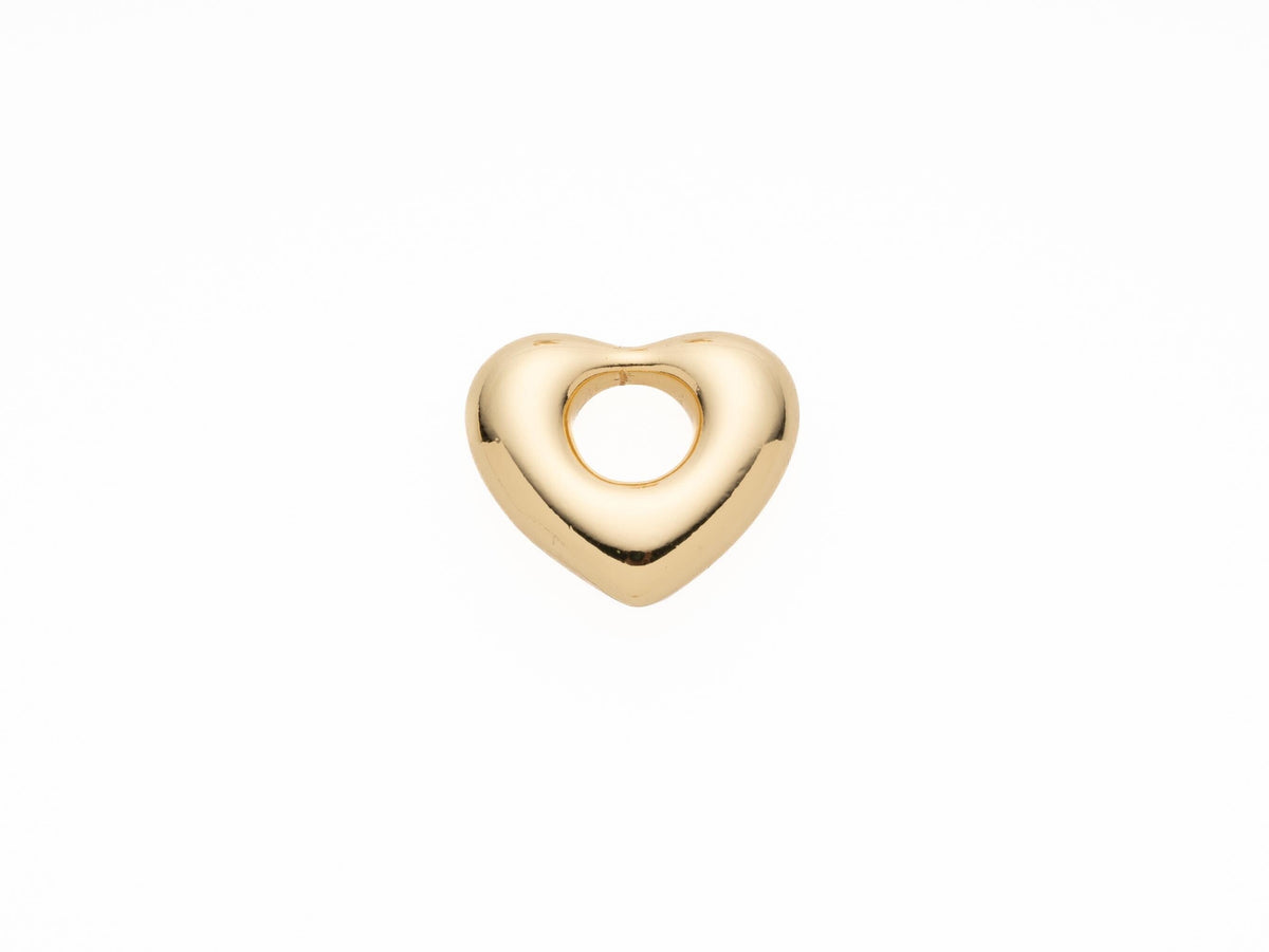 -18k Gold Plated Puffy Heart spacer, bead, or Connector Charm or pendant, Jewelry Making and Supplies, SPG041