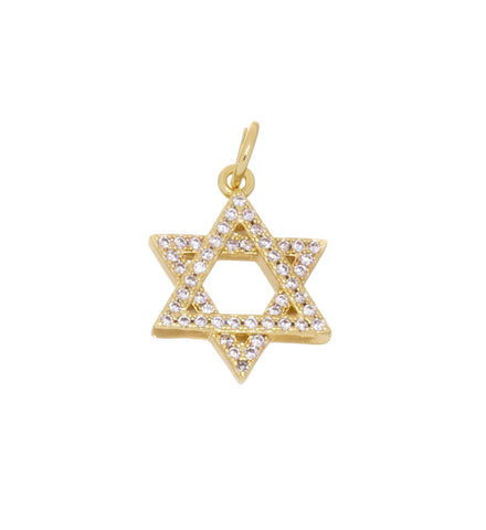Star Of David Gold CZ Charm,Dainty Religious Star Of David Charm,Jewish Star Of David Charm,Star Of David Charm For Necklace, CPG792