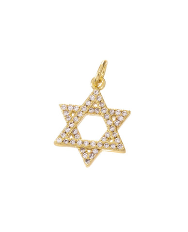 Star Of David Gold CZ Charm,Dainty Religious Star Of David Charm,Jewish Star Of David Charm,Star Of David Charm For Necklace, CPG792